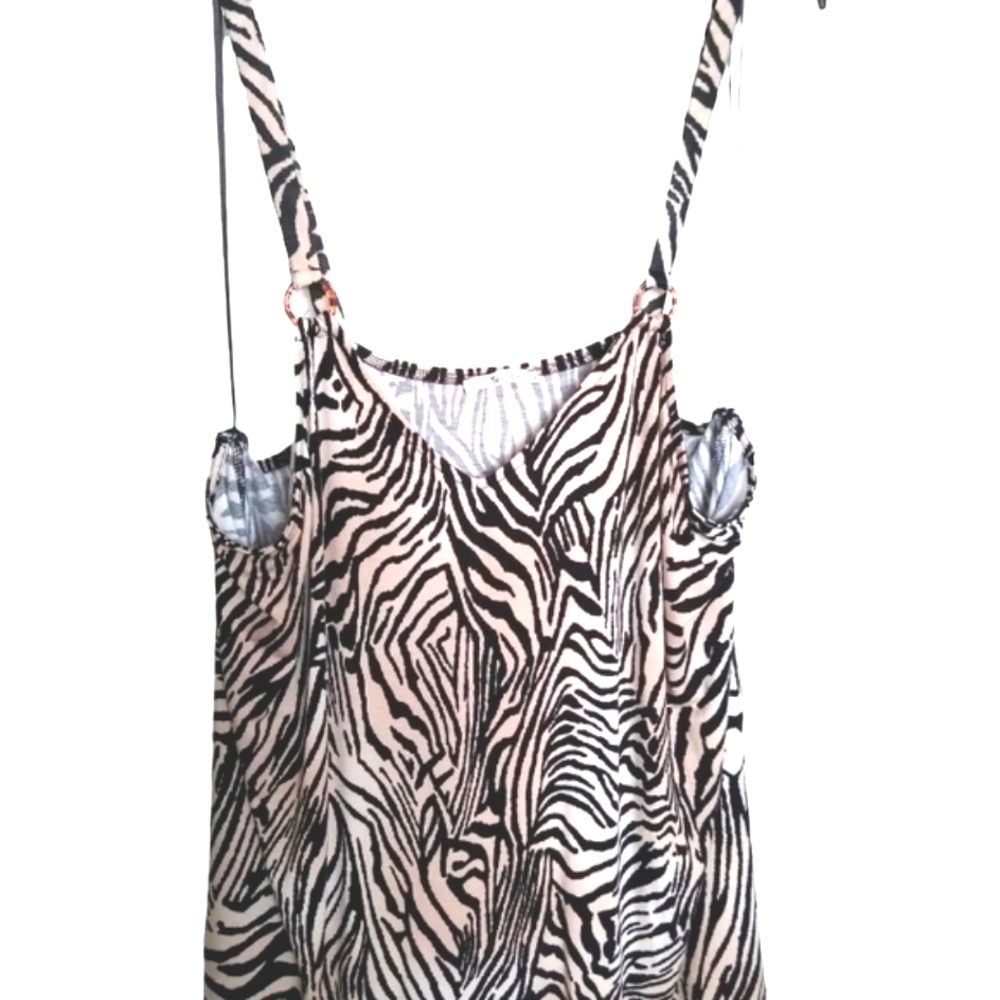 Tu Tank Top, zebra print, black and tan, size 22